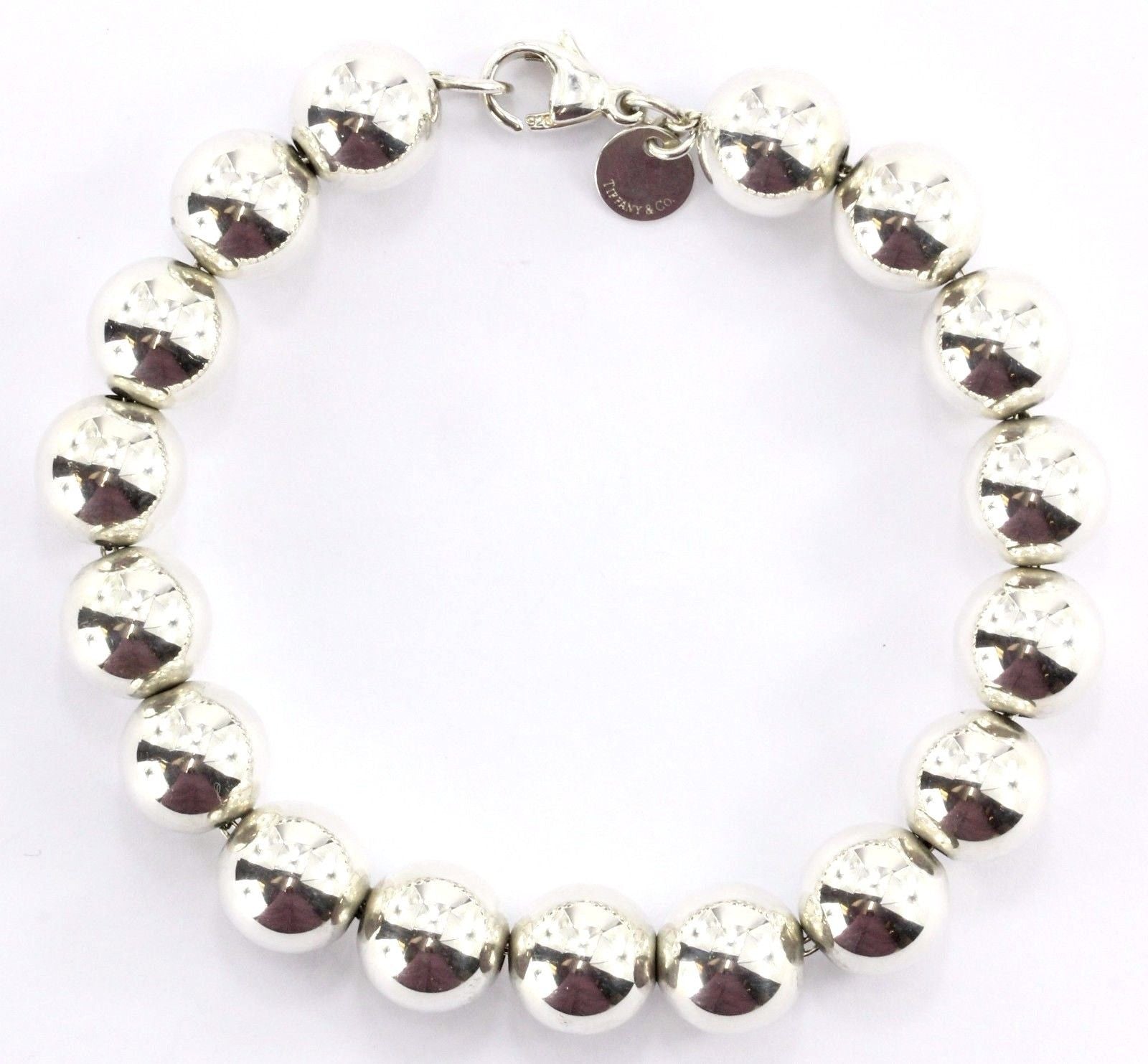 Tiffany & Co Sterling Silver 10mm Ball Bracelet 7.25" - Queen May