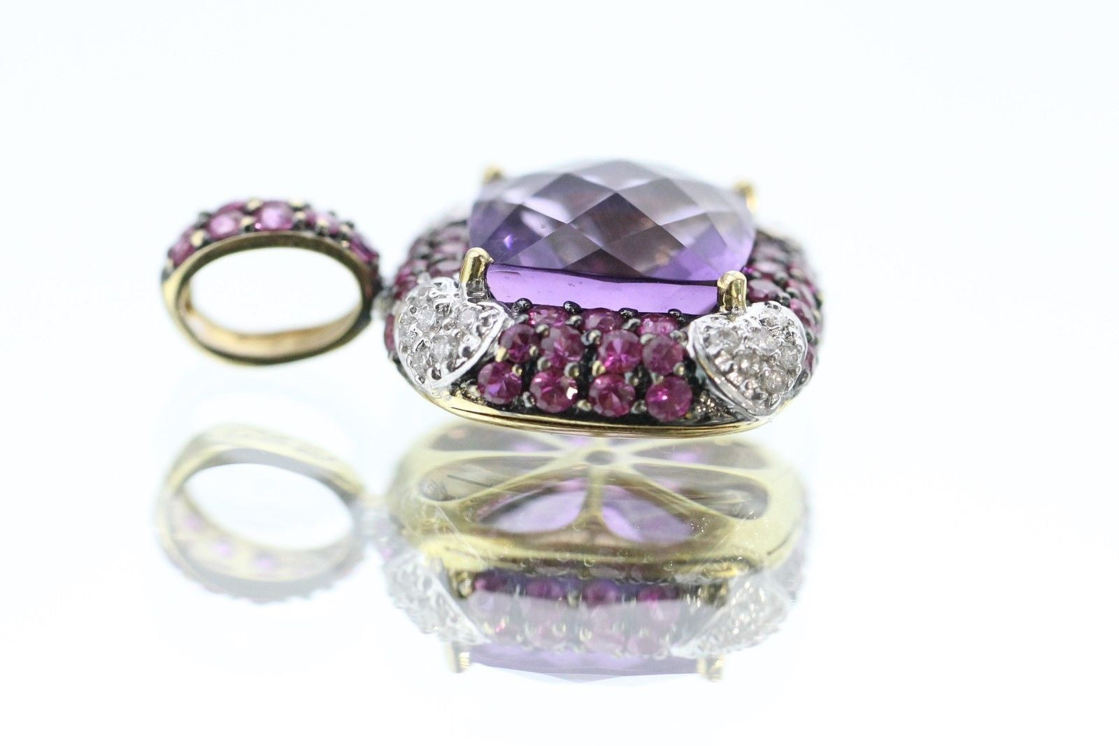 Le Vian 18k Gold Amethyst, Diamond & Pink Sapphire Pendant 6 Carats Total Weight - Queen May