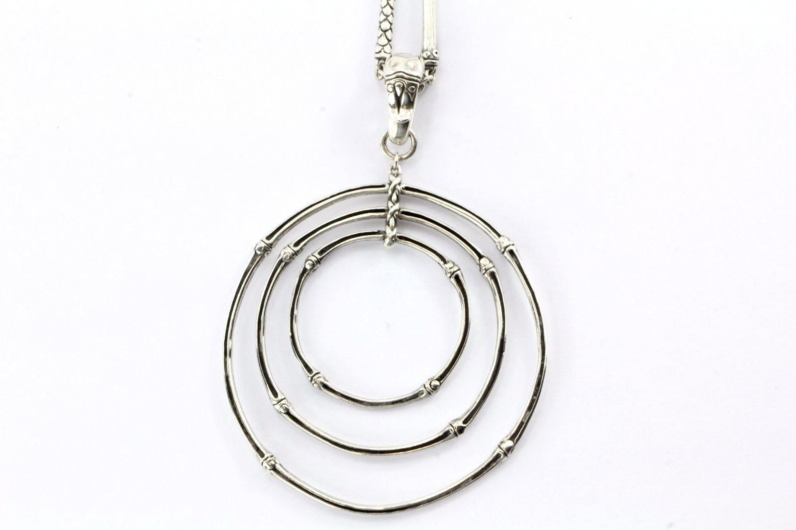 John Hardy Sterling Silver Bamboo Triple Circle Pendant 36" Sautior Necklace - Queen May
