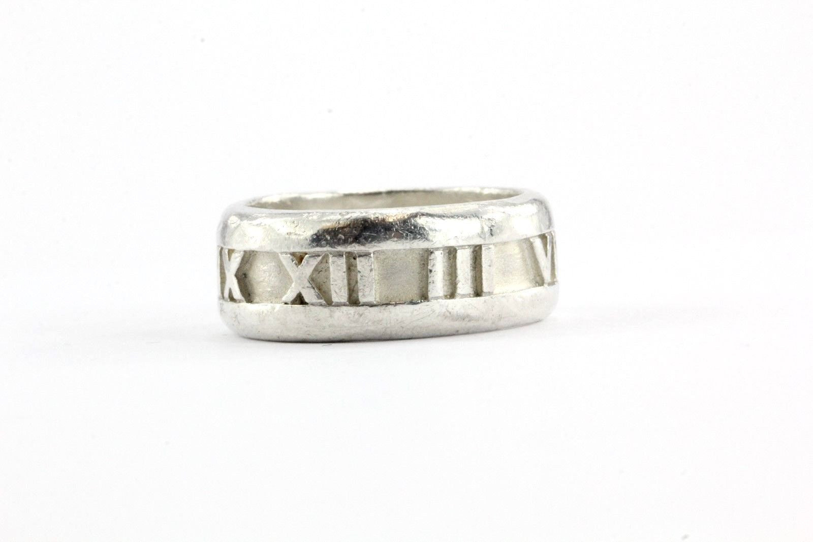 Tiffany & Co Sterling Silver Atlas Band Ring 9mm Size 8.75 - Queen May