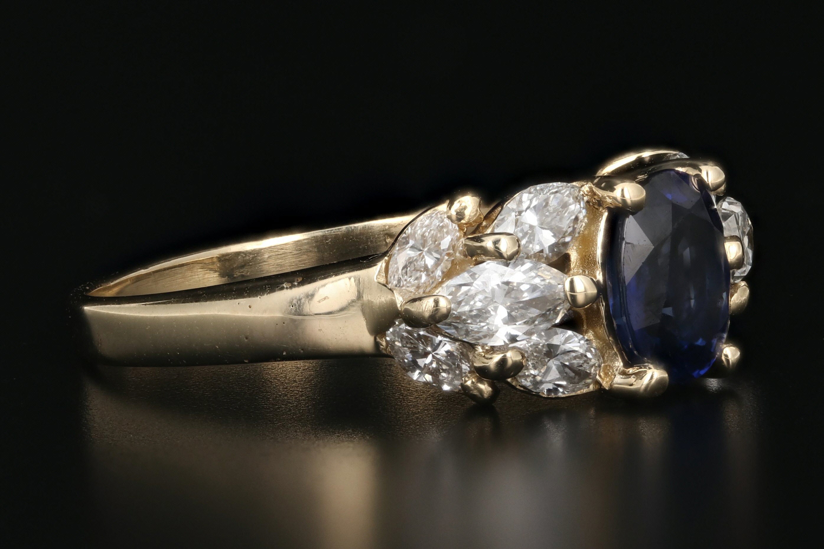Modern 14K Yellow Gold 1.1 Carat Sapphire and Diamond Ring - Queen May