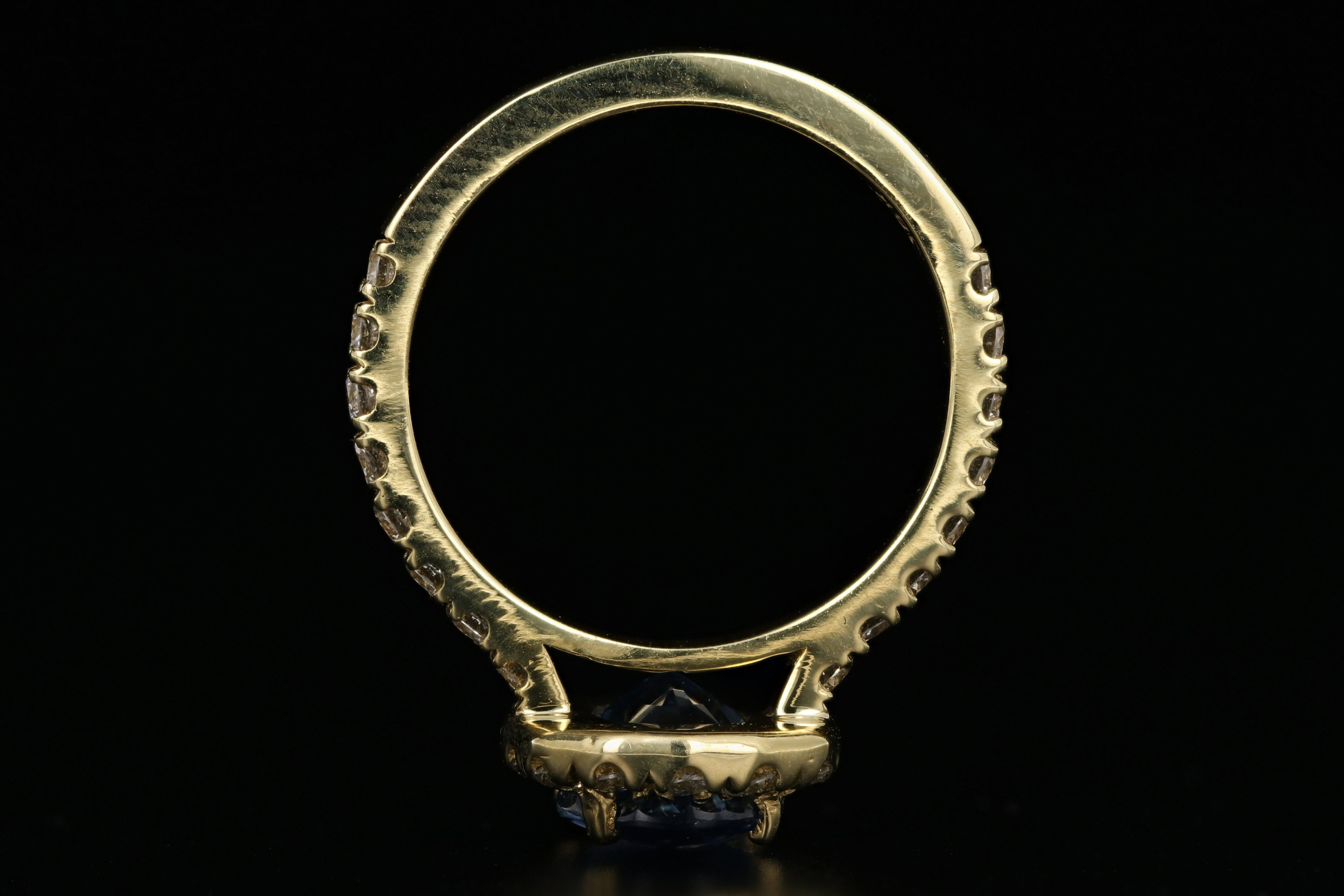 18K Yellow Gold 2.14 Carat Ceylon Sapphire and Diamond Ring - Queen May
