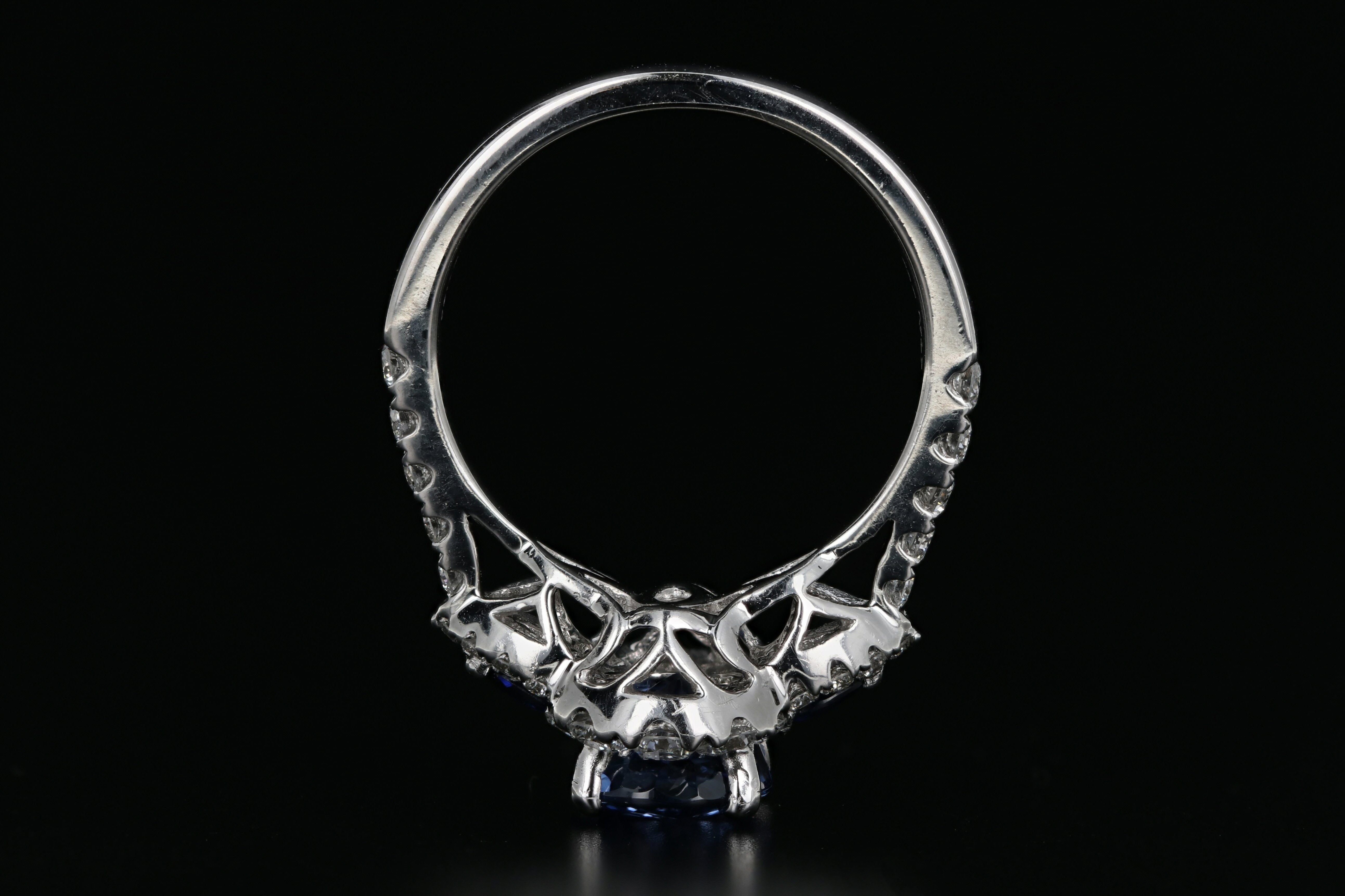 Modern 14K White Gold 2.12 Carat Ceylon Sapphire and Diamond Ring GIA Certified - Queen May