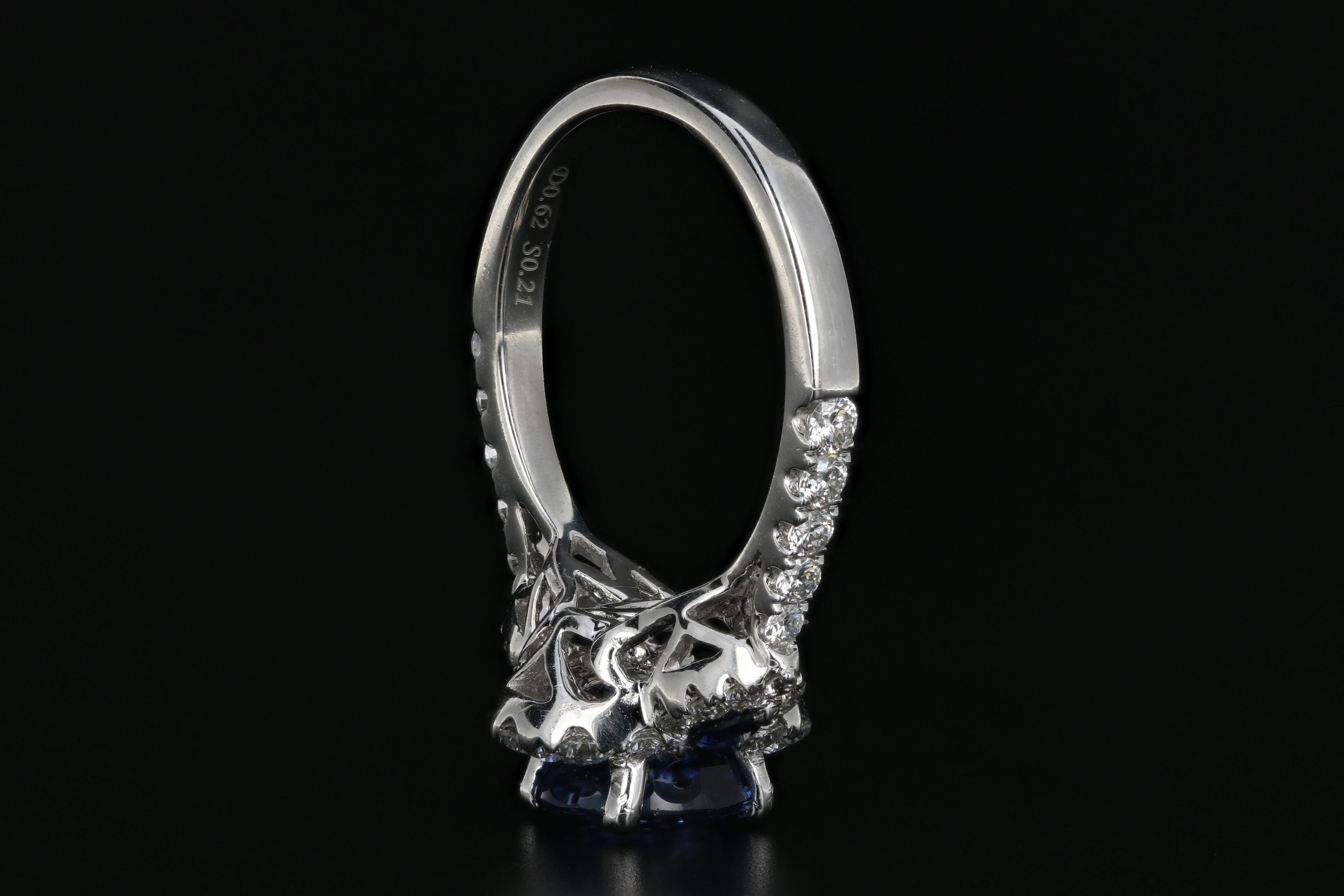 Modern 14K White Gold 2.12 Carat Ceylon Sapphire and Diamond Ring GIA Certified - Queen May