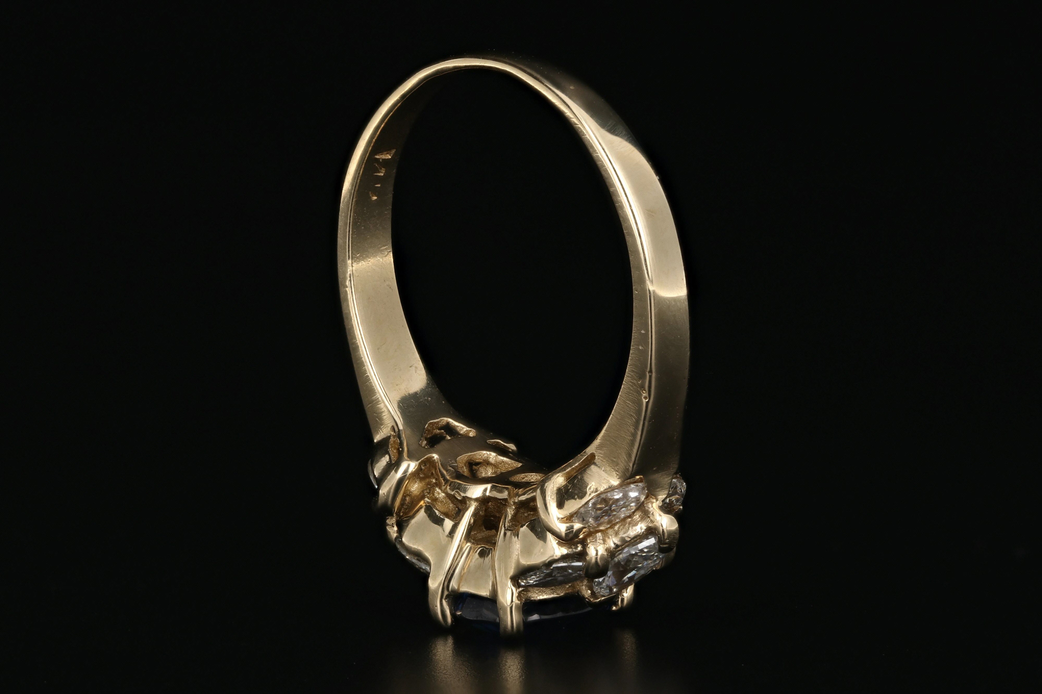 Modern 14K Yellow Gold 1.1 Carat Sapphire and Diamond Ring - Queen May