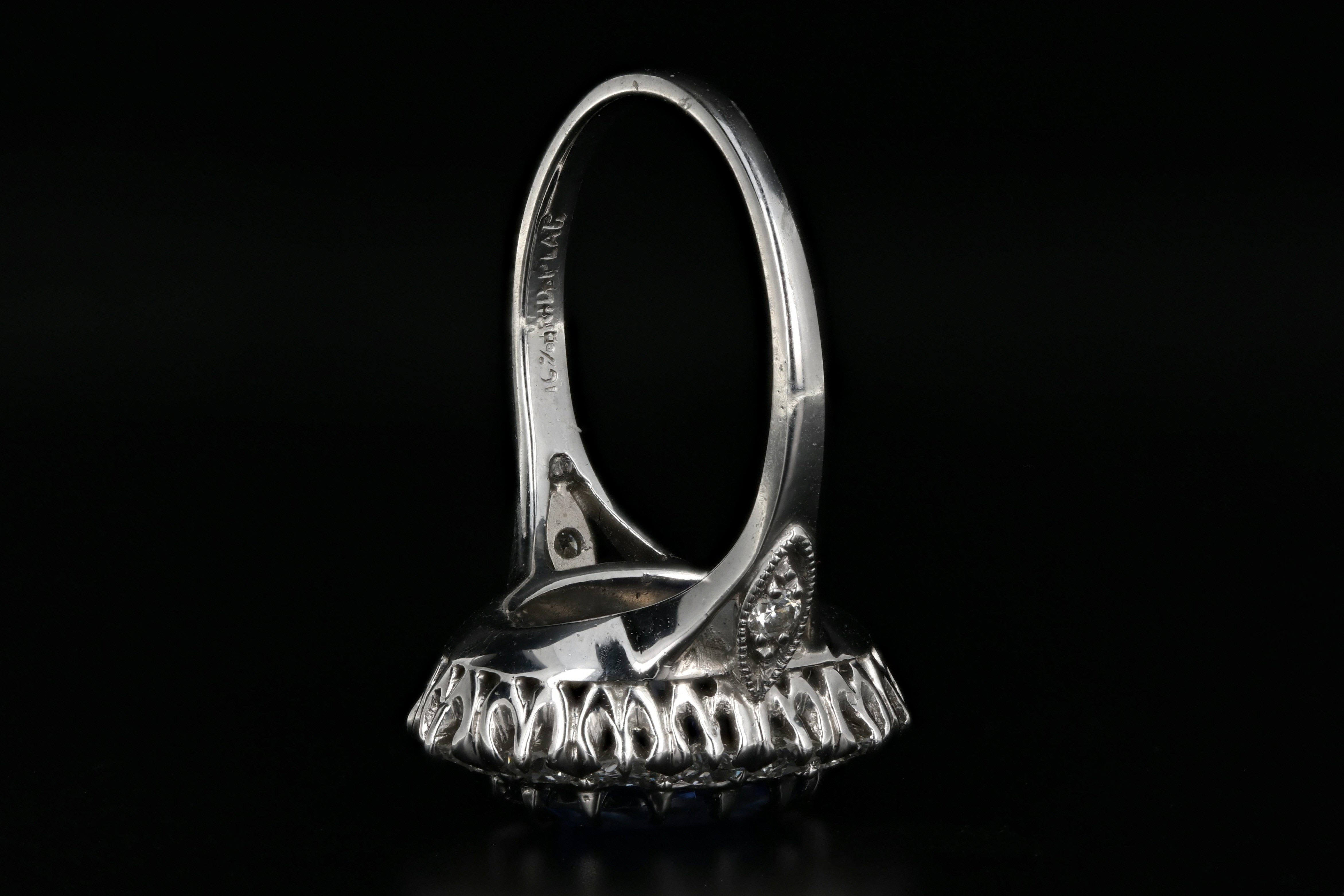 Modern Platinum 4.09 Carat Natural Madagascar Royal Blue Sapphire and Diamond Ring GIA Certified - Queen May