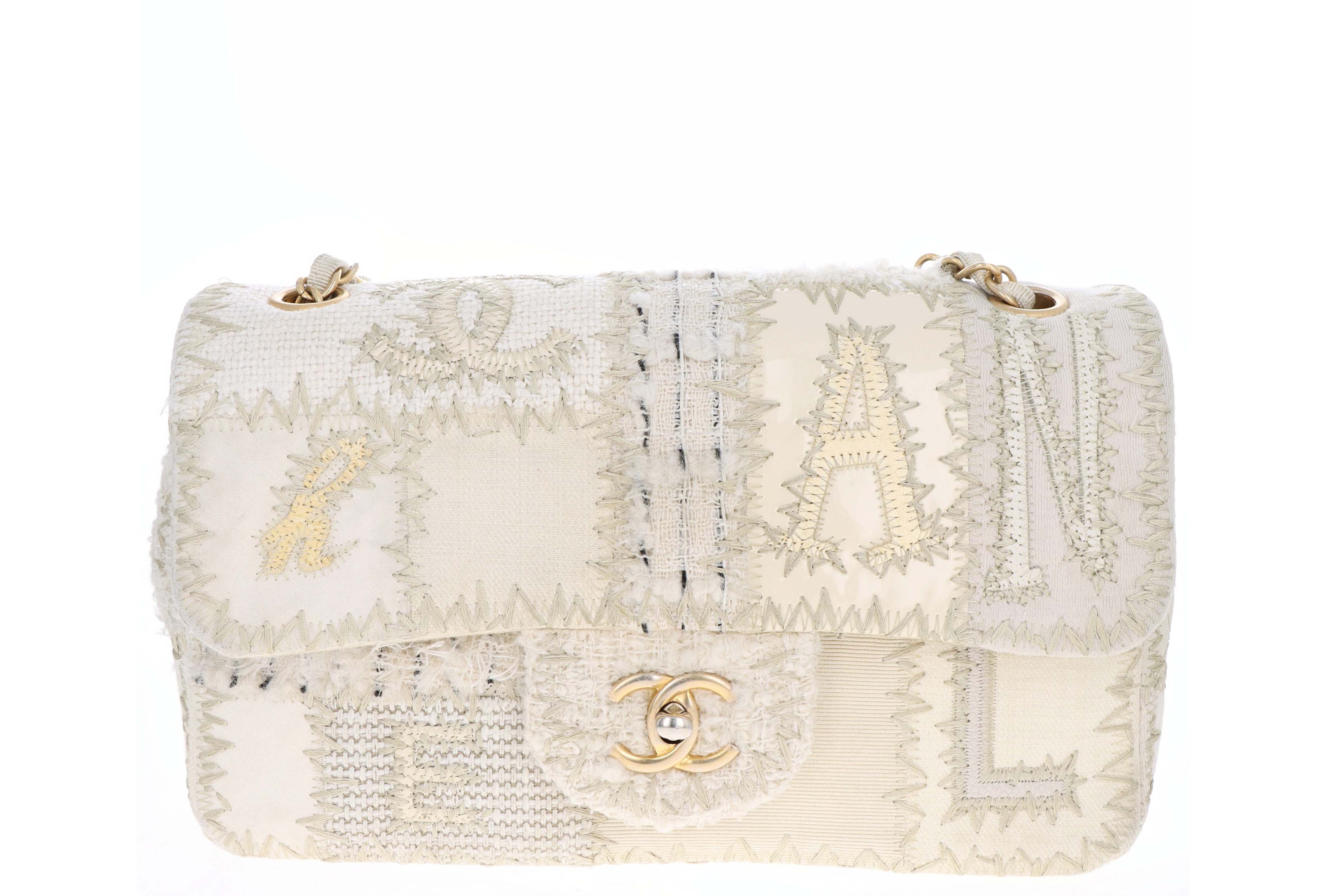 Rare Limited Edition Chanel Cream Patchwork Half Flap Medium Bag - Queen May