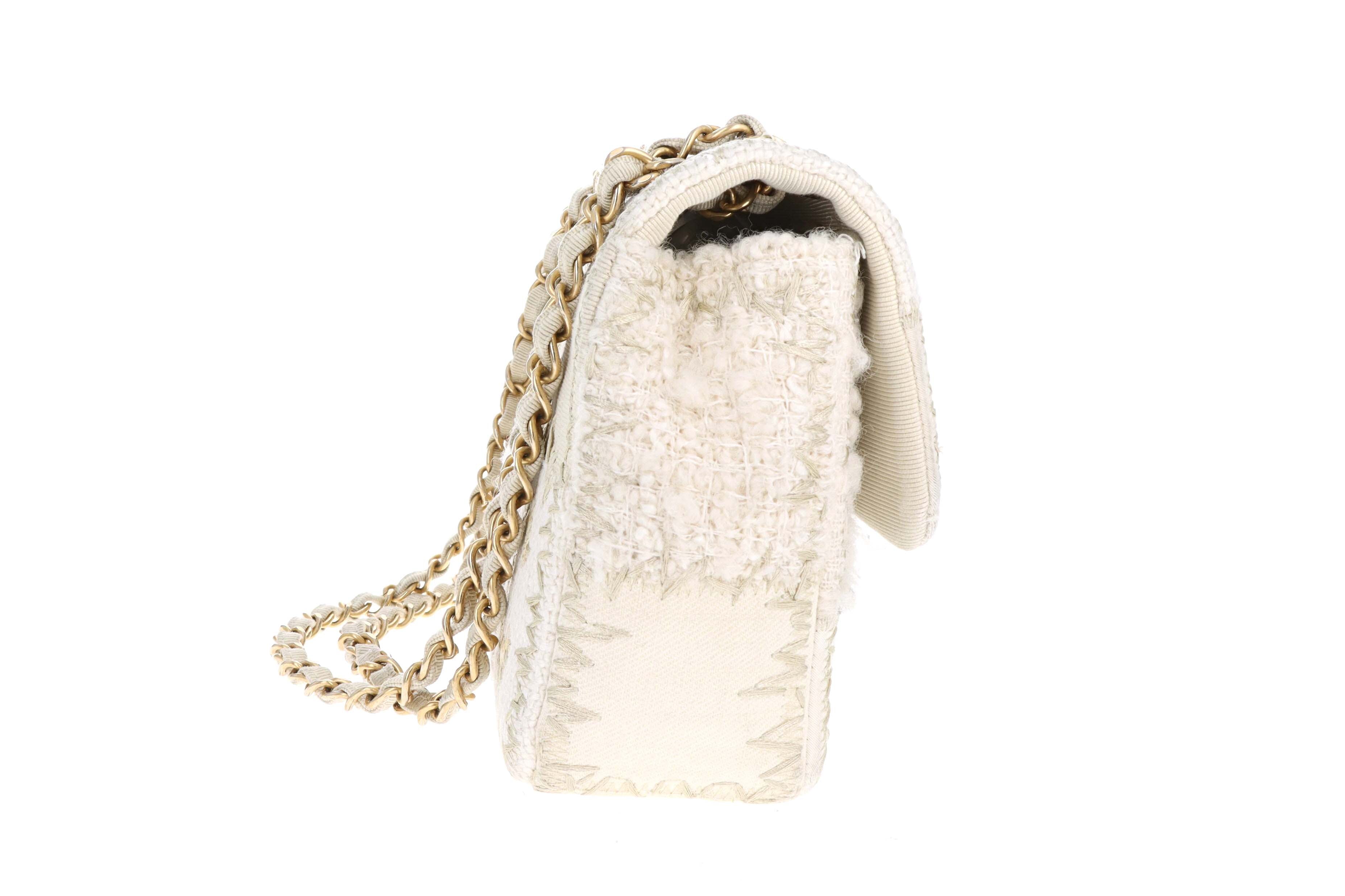 Rare Limited Edition Chanel Cream Patchwork Half Flap Medium Bag - Queen May