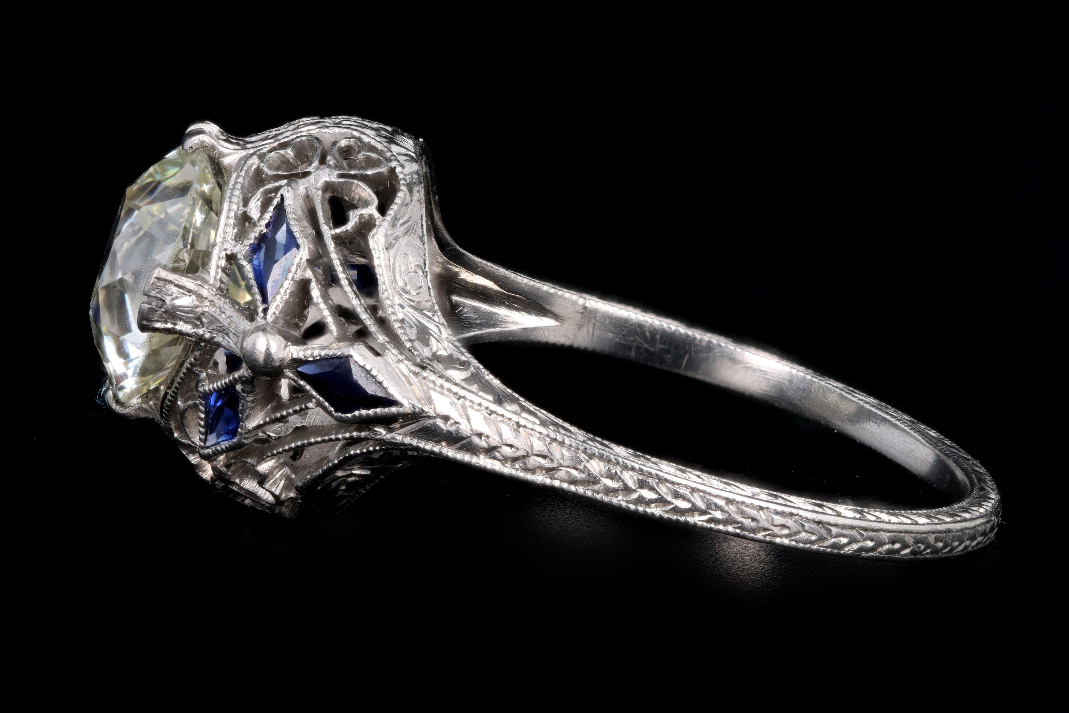 Art Platinum 2.11 Carat Old European Cut Diamond Filigree Engagement Ring GIA Certified - Queen May