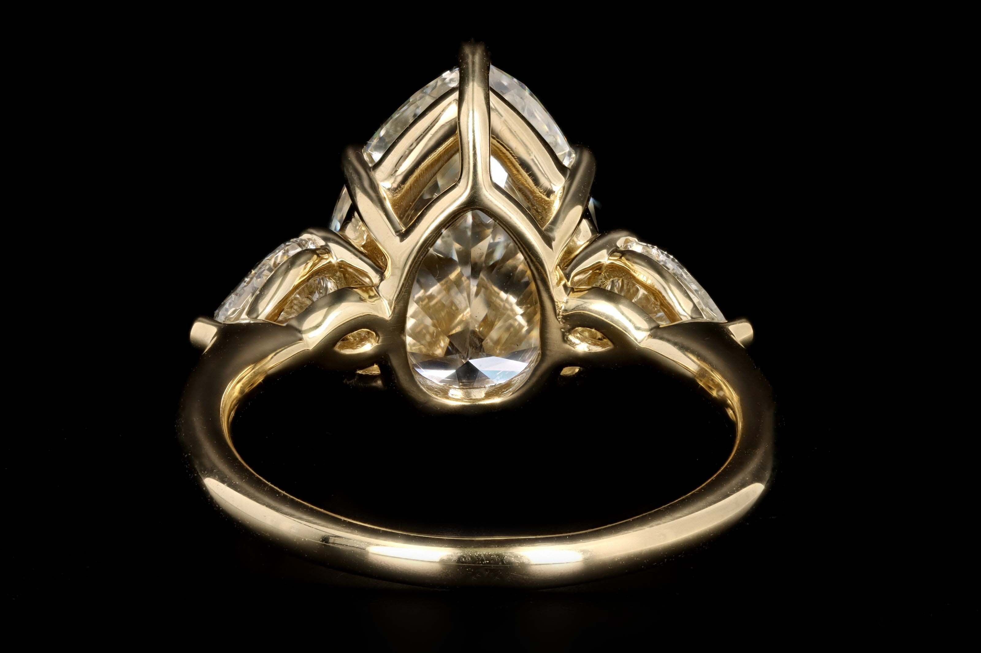 18K Yellow Gold 5.06 Carat Pear Cut Diamond Engagement Ring GIA Certified - Queen May