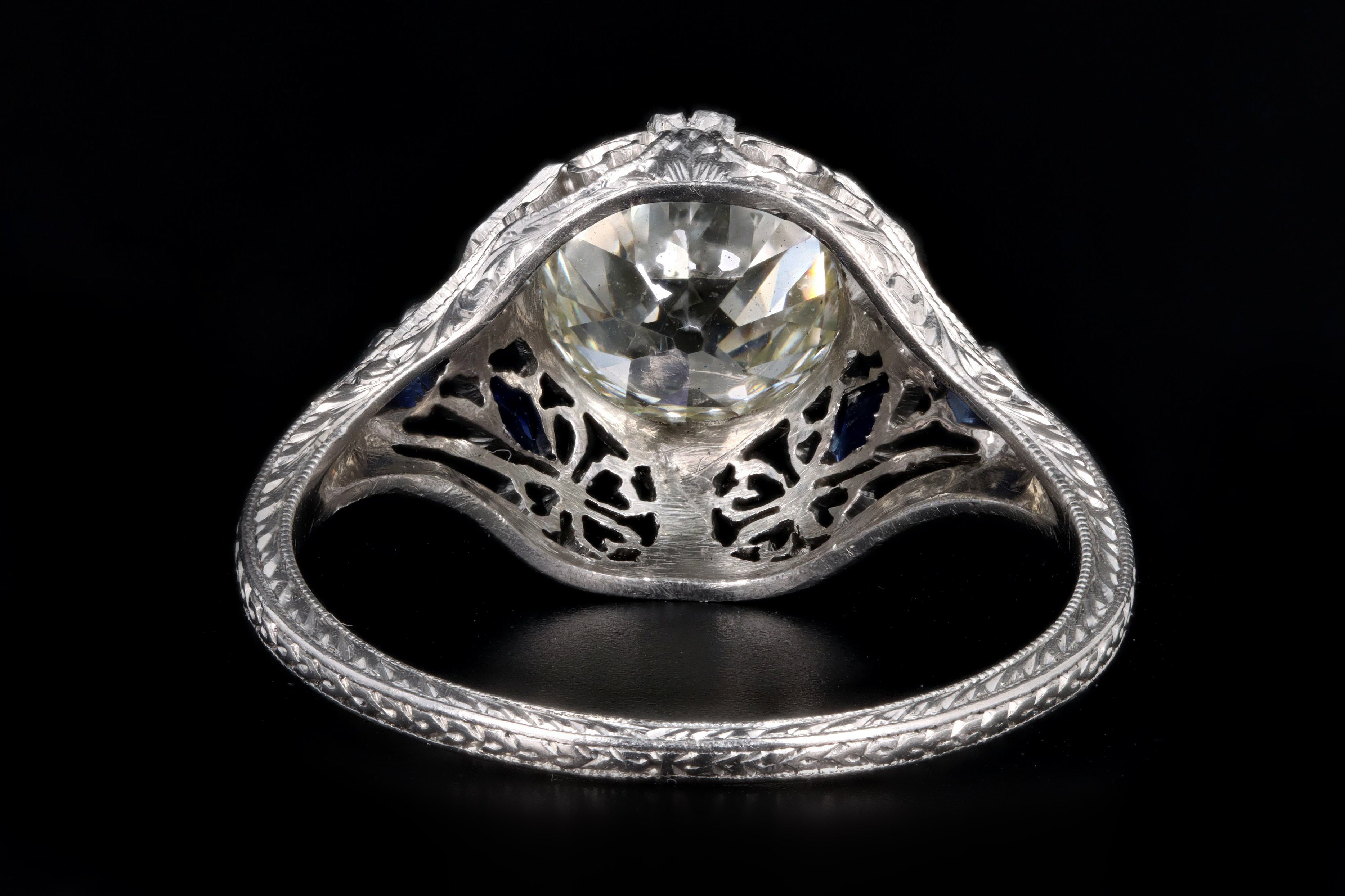 Art Platinum 2.11 Carat Old European Cut Diamond Filigree Engagement Ring GIA Certified - Queen May
