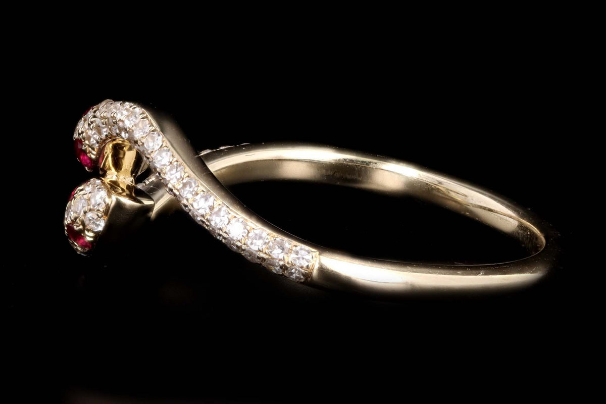 14K Yellow Gold Diamond & Ruby Snake Ring - Queen May