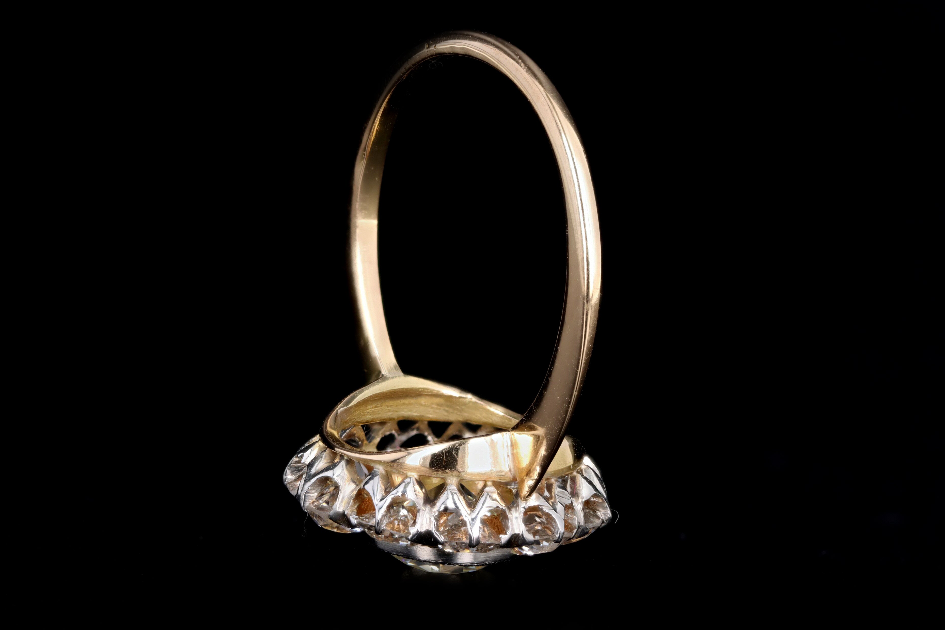 Victorian 18K Yellow Gold 1.42 Carat Old European Diamond Cluster Engagement Ring - Queen May