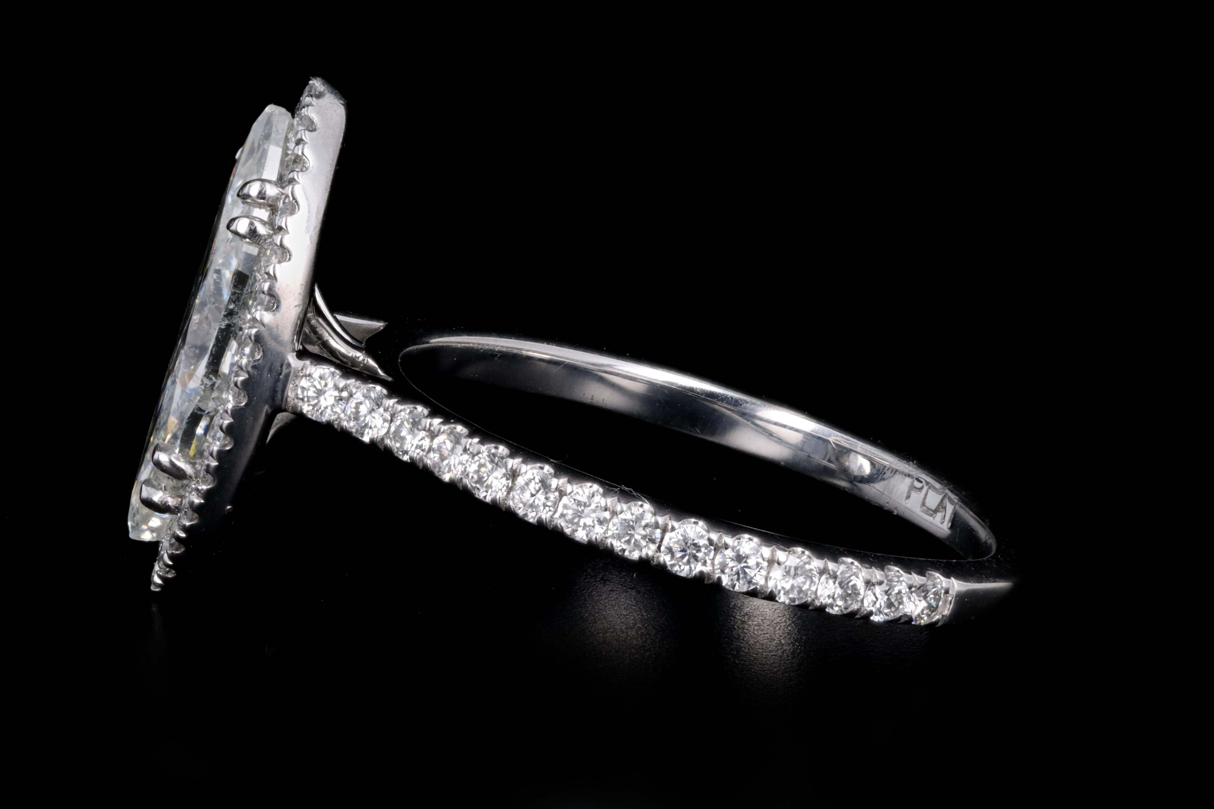 Platinum 1.50 Carat Marquise Cut Diamond Halo Engagement Ring - Queen May