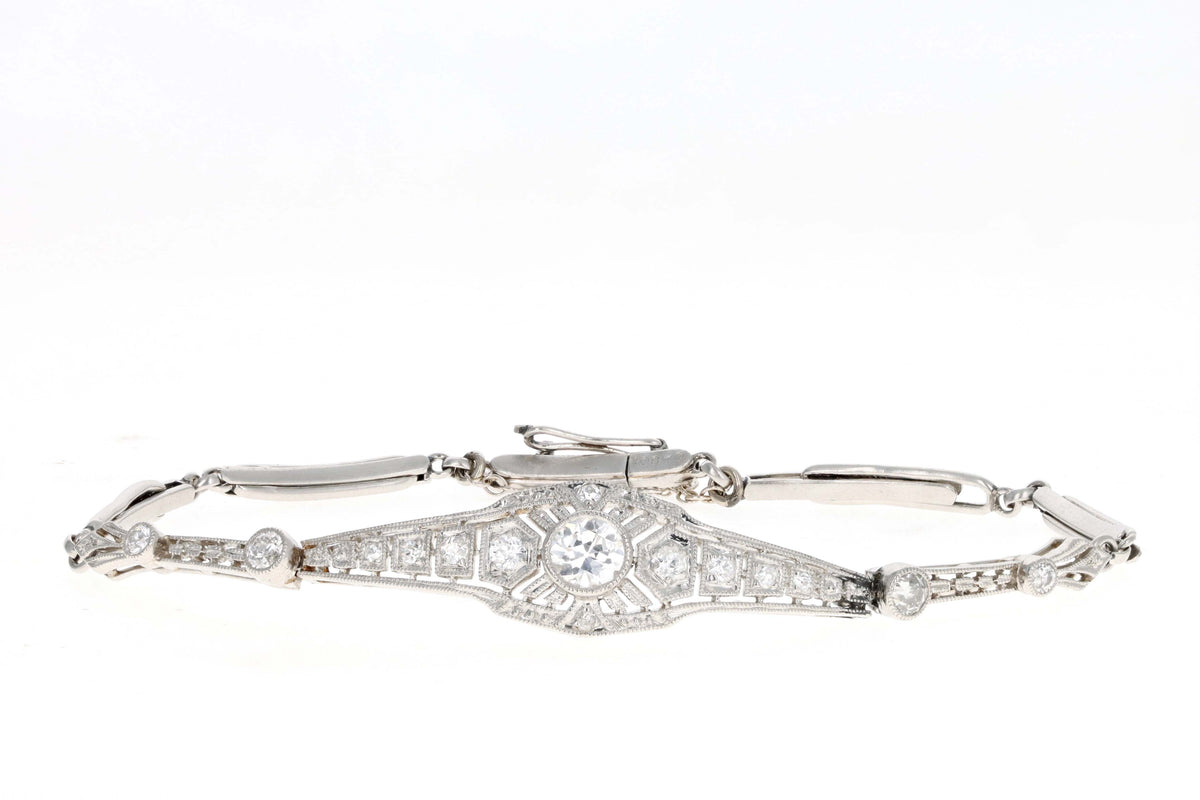 Art Deco Platinum .30 Carat Old European Cut Diamond Bracelet - Queen May