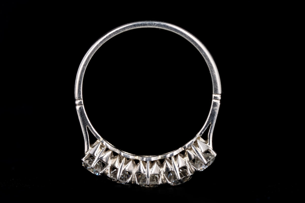 Edwardian Platinum 1.60 Carat Total Weight Old European Diamond Five Stone Band - Queen May