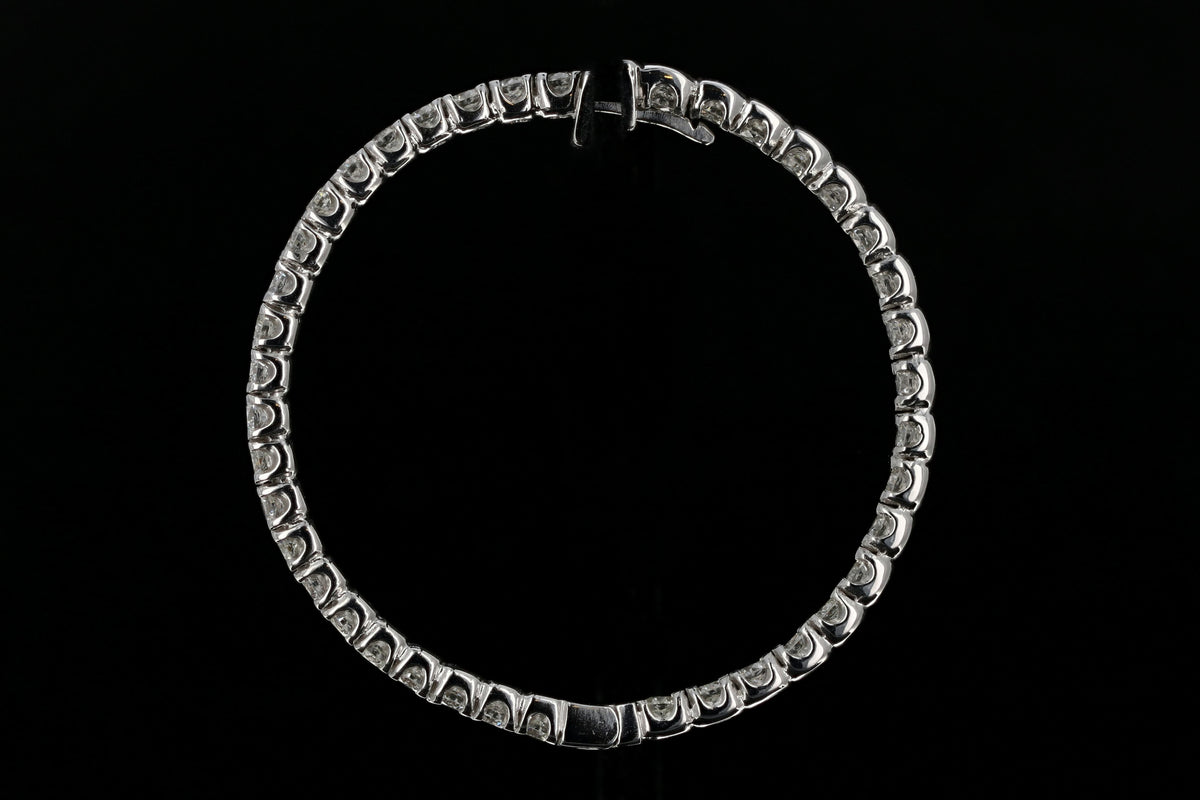 14K White Gold 7.04 Carat Diamond Weight Total Inside-Out Hoop Earrings - Queen May