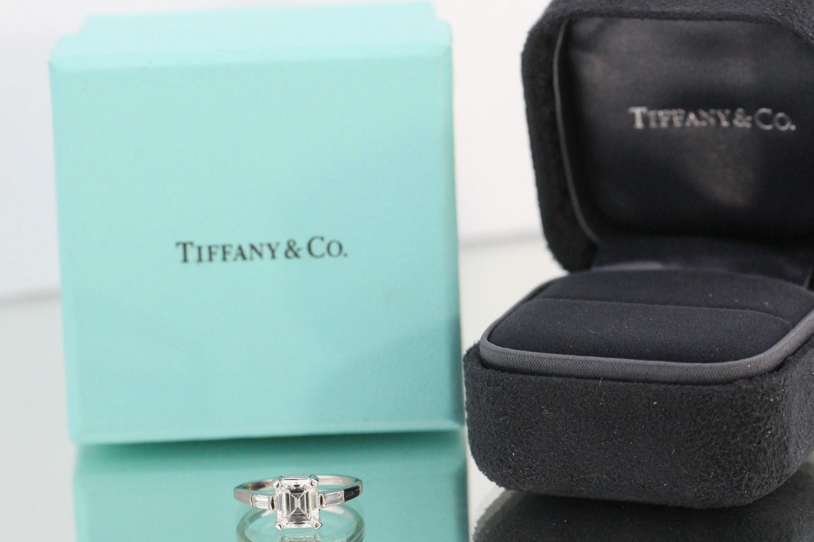 Tiffany & Co. Emerald Cut Diamond Palladium Engagement Ring - Queen May