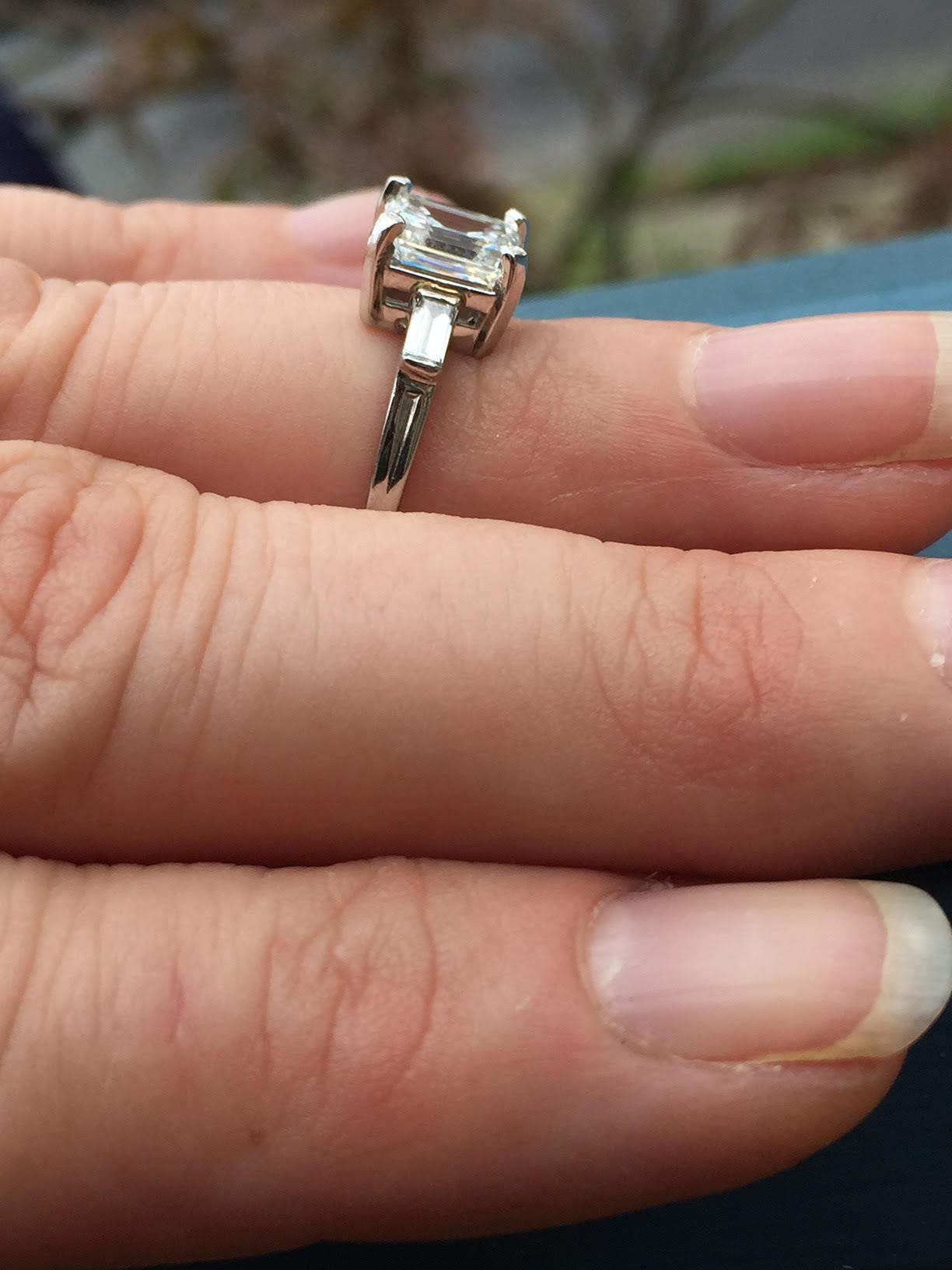 Tiffany & Co. Emerald Cut Diamond Palladium Engagement Ring - Queen May