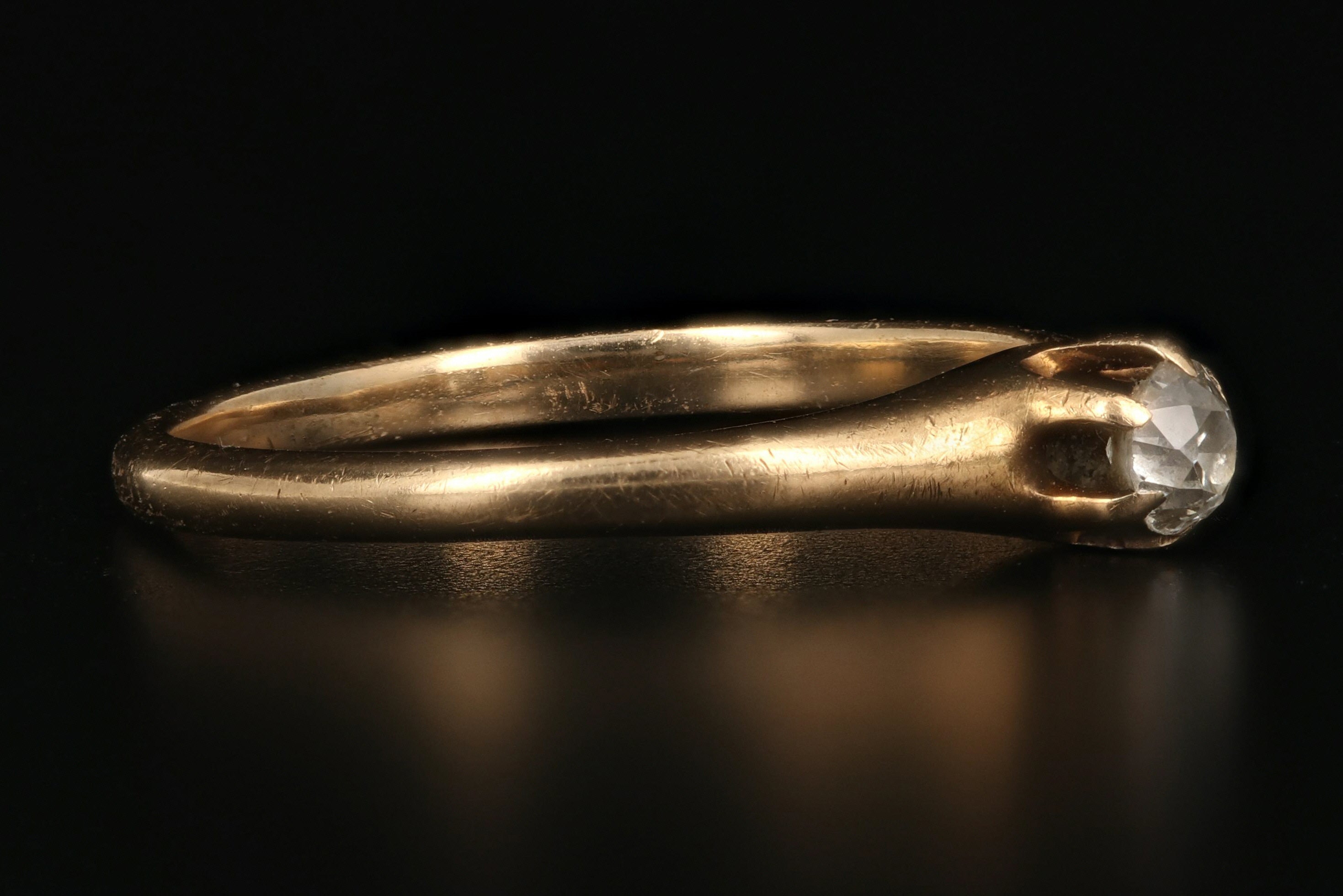 Victorian 14K Yellow Gold .08 Carat Old European Cut Diamond Engagement Ring - Queen May