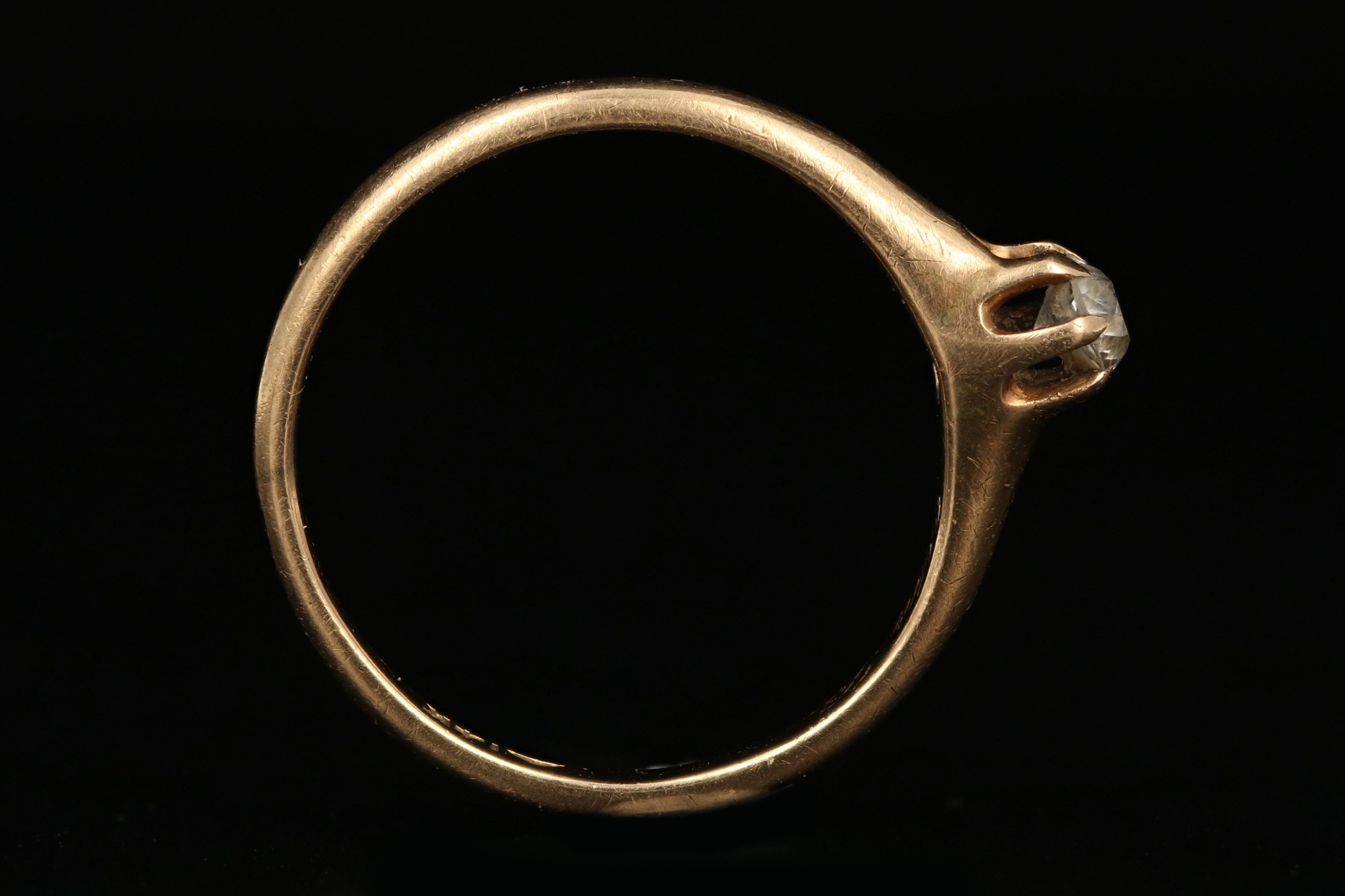 Victorian 14K Yellow Gold .08 Carat Old European Cut Diamond Engagement Ring - Queen May