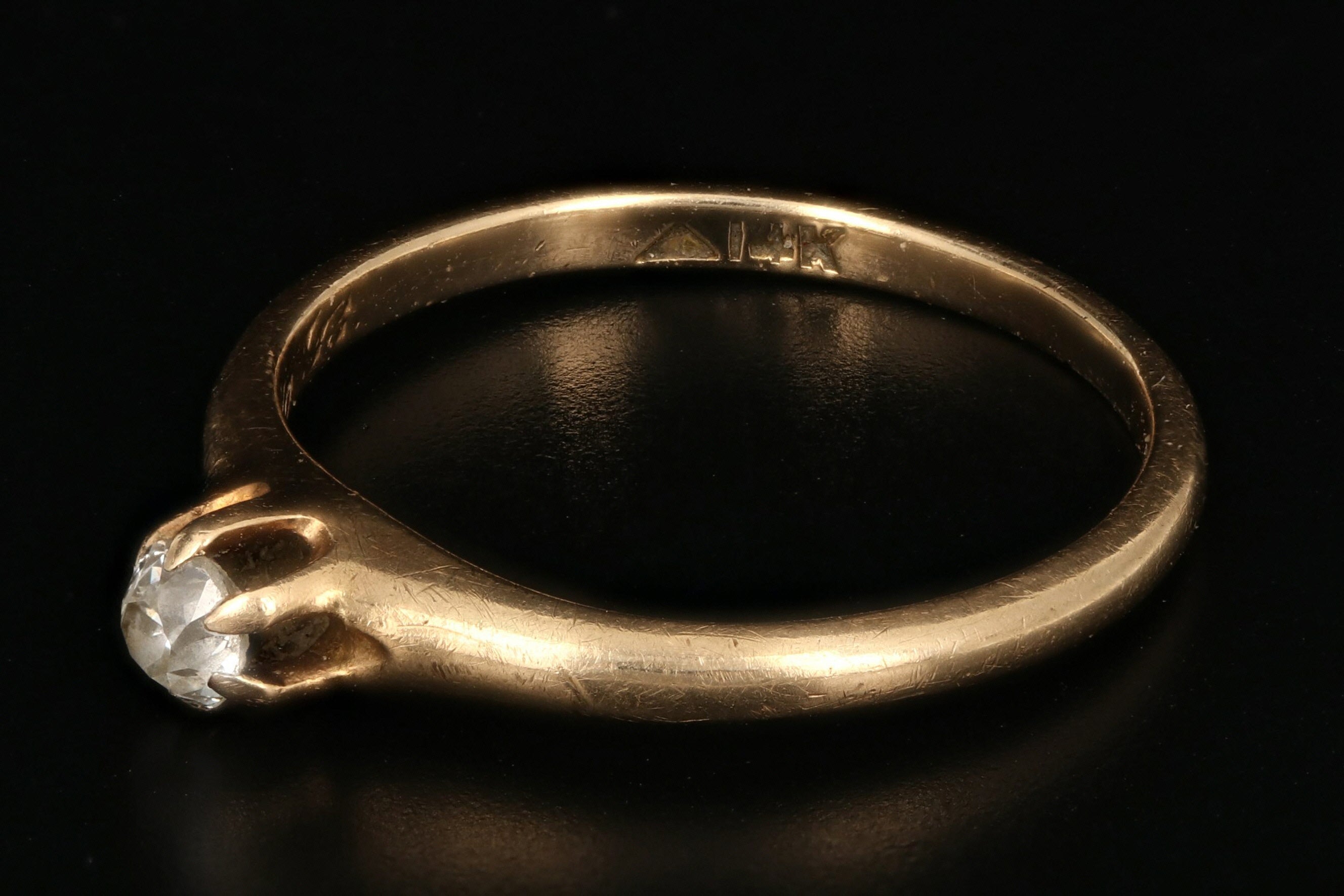 Victorian 14K Yellow Gold .08 Carat Old European Cut Diamond Engagement Ring - Queen May