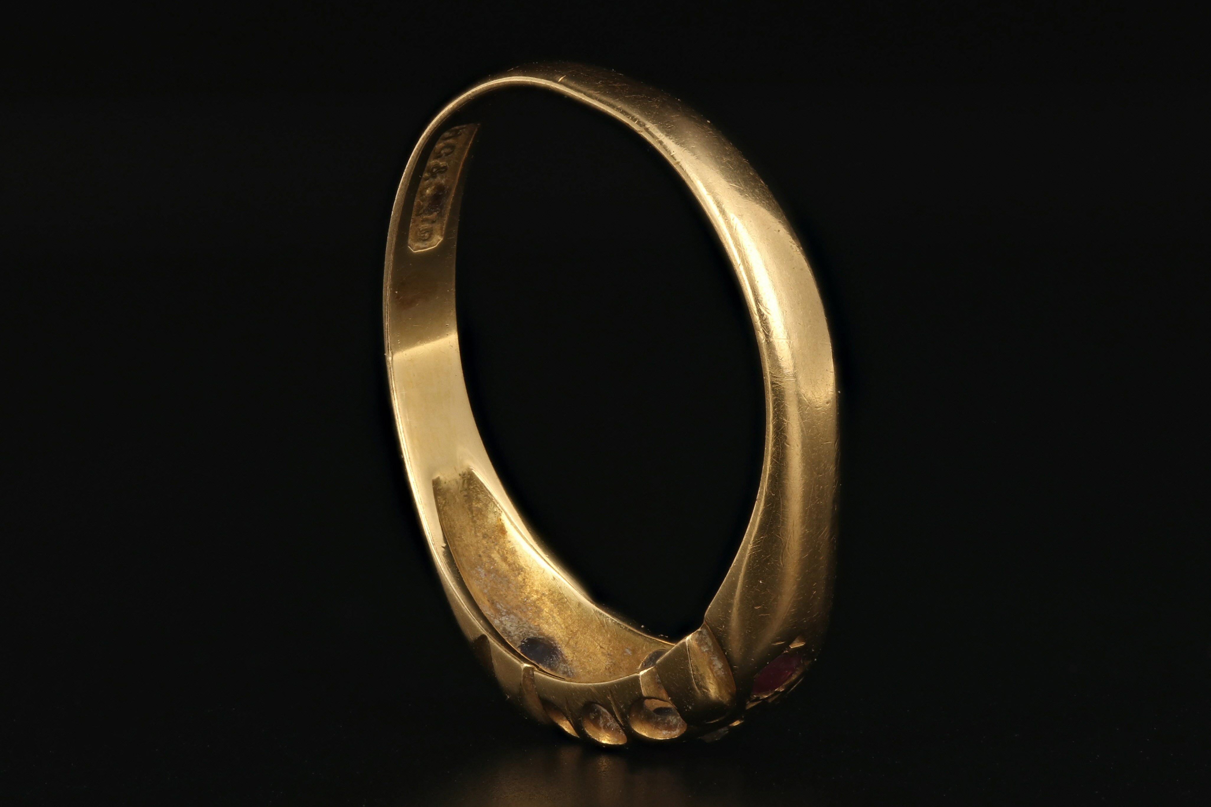 Victorian 18K Yellow Gold .09 Carat Ruby and Rose Cut Diamond RIng - Queen May